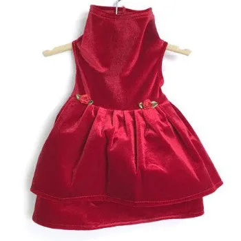 Red Stretch Velvet Valentine's Dress