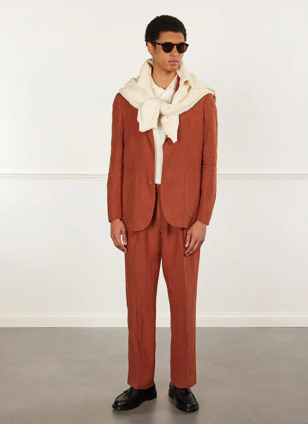 Relaxed Tailored Linen Blazer | Rust