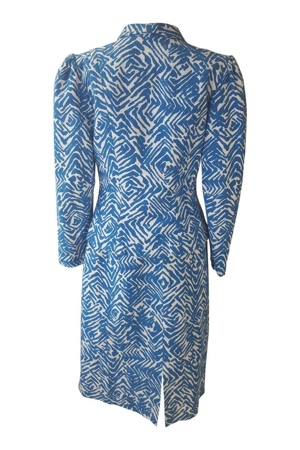 SARAH SPENCER Vintage Blue White Abstract Print Skirt Suit (12)