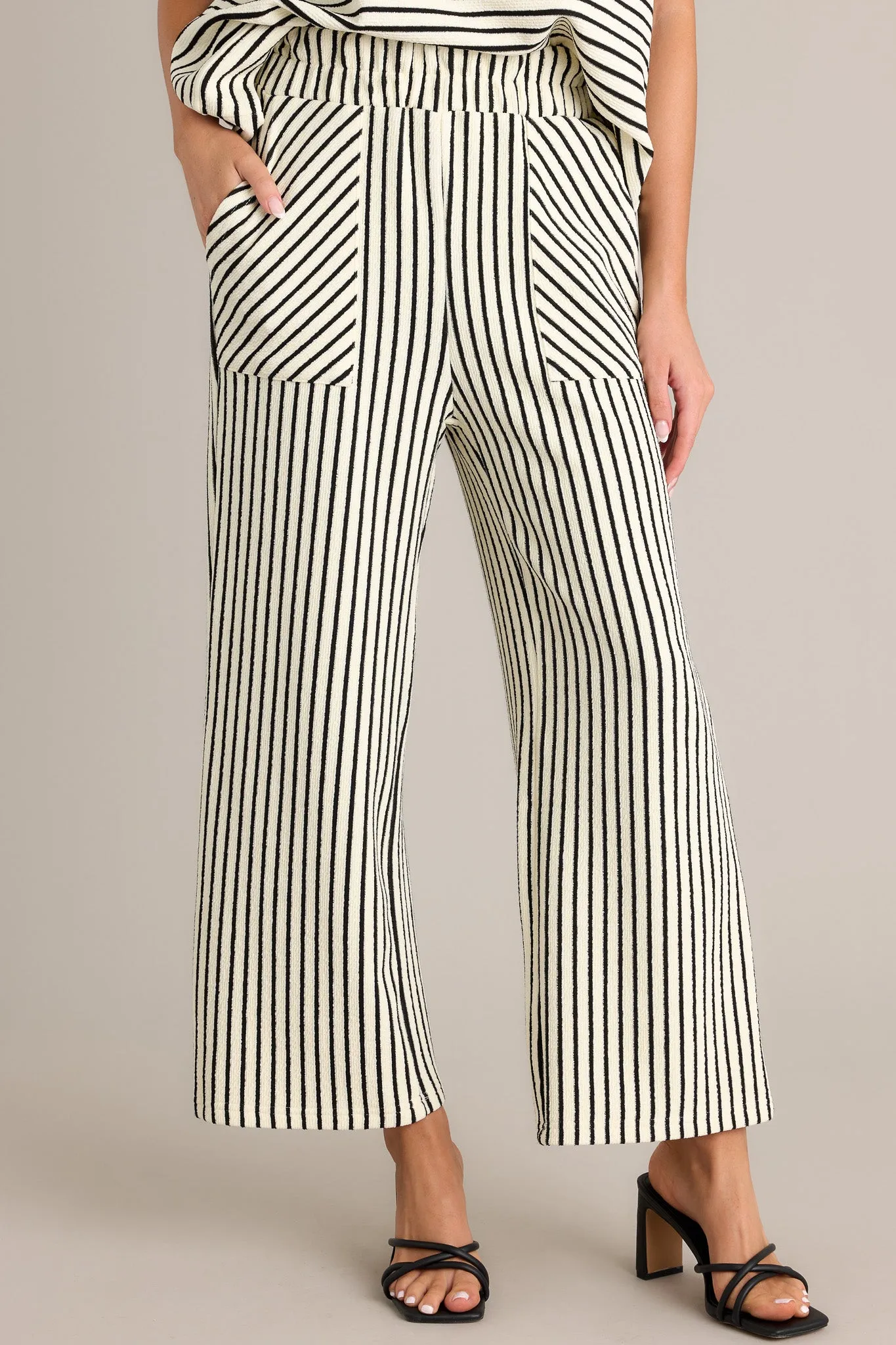 Something More Black Stripe Wide Leg Pants