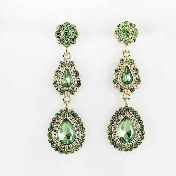 Sophia Green Crystal Drop Earrings