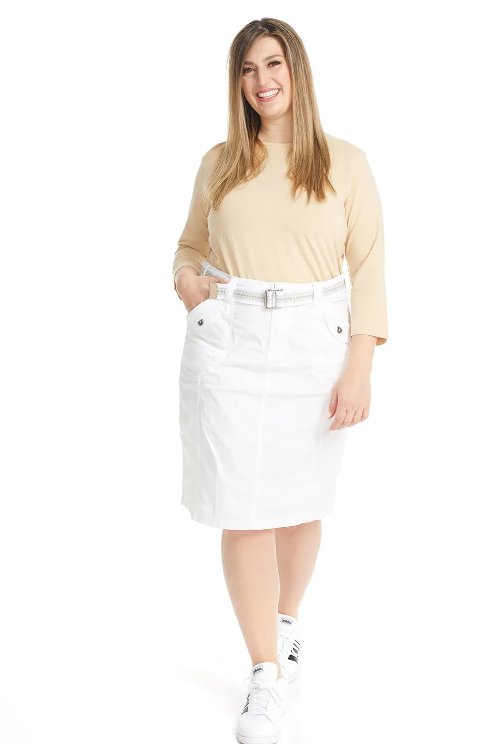 Stretchy Cargo Knee Length Pencil Skirt for Women 'Virginia'