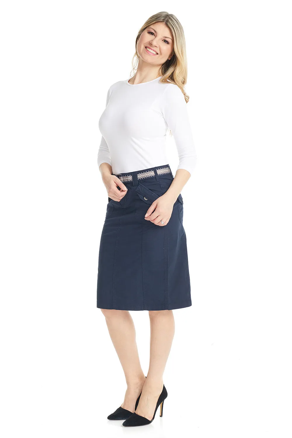 Stretchy Cargo Knee Length Pencil Skirt for Women 'Virginia'