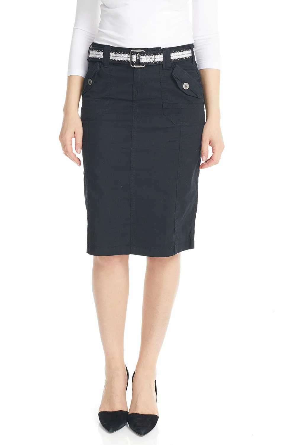 Stretchy Cargo Knee Length Pencil Skirt for Women 'Virginia'