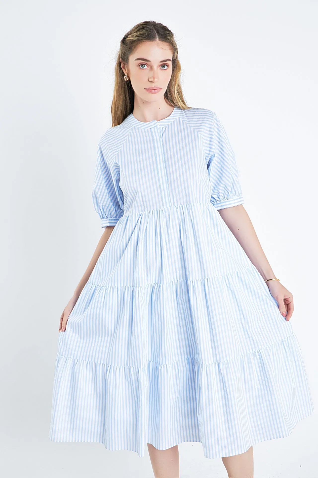 Striped Midi Dress in Blue