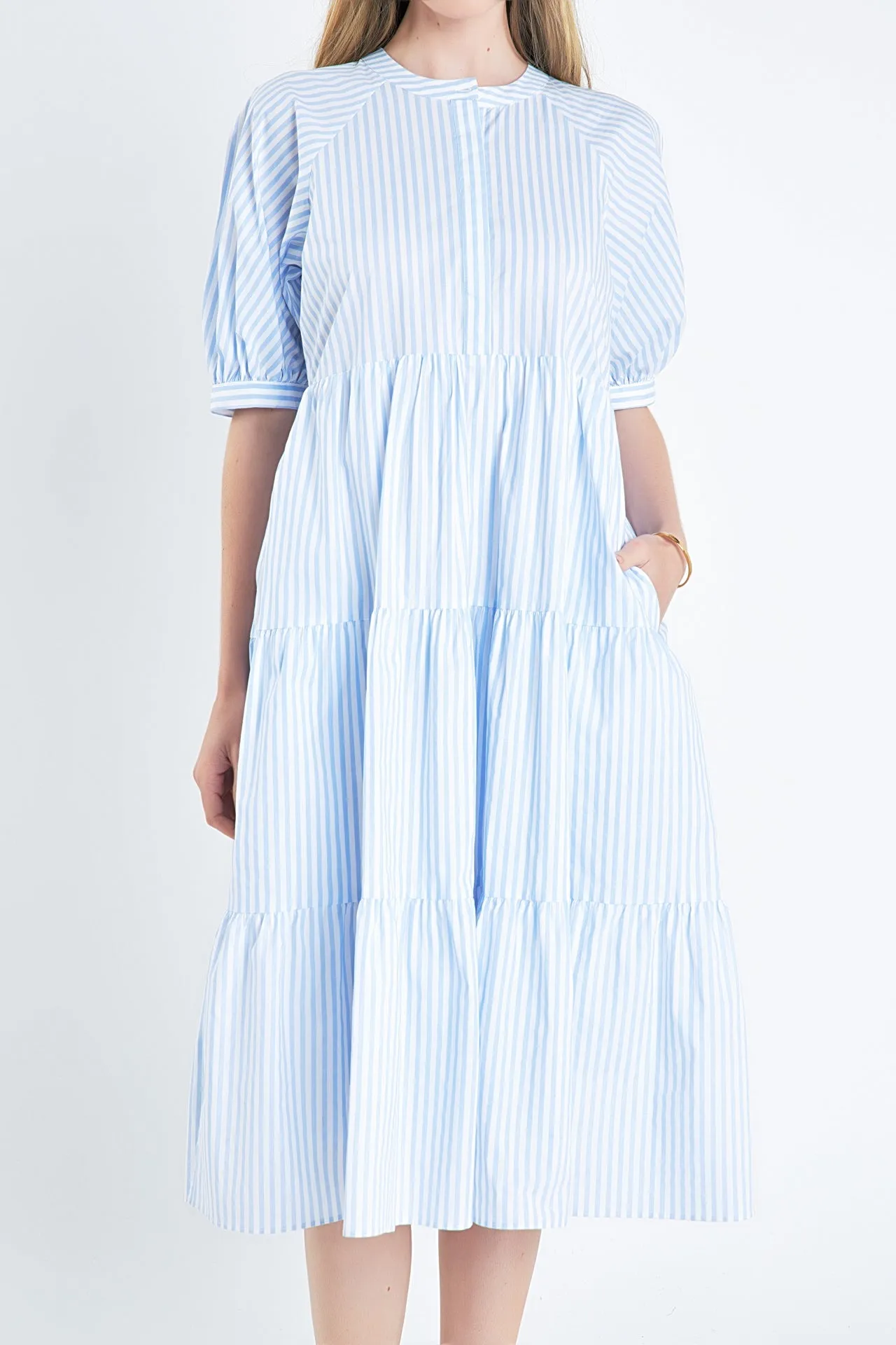 Striped Midi Dress in Blue