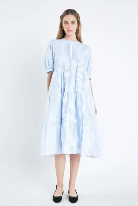 Striped Midi Dress in Blue