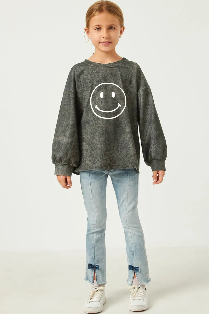 Sunni Girls Smiley Happy Face Black Wash Shirt S-XL