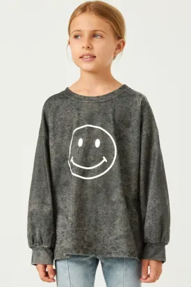 Sunni Girls Smiley Happy Face Black Wash Shirt S-XL