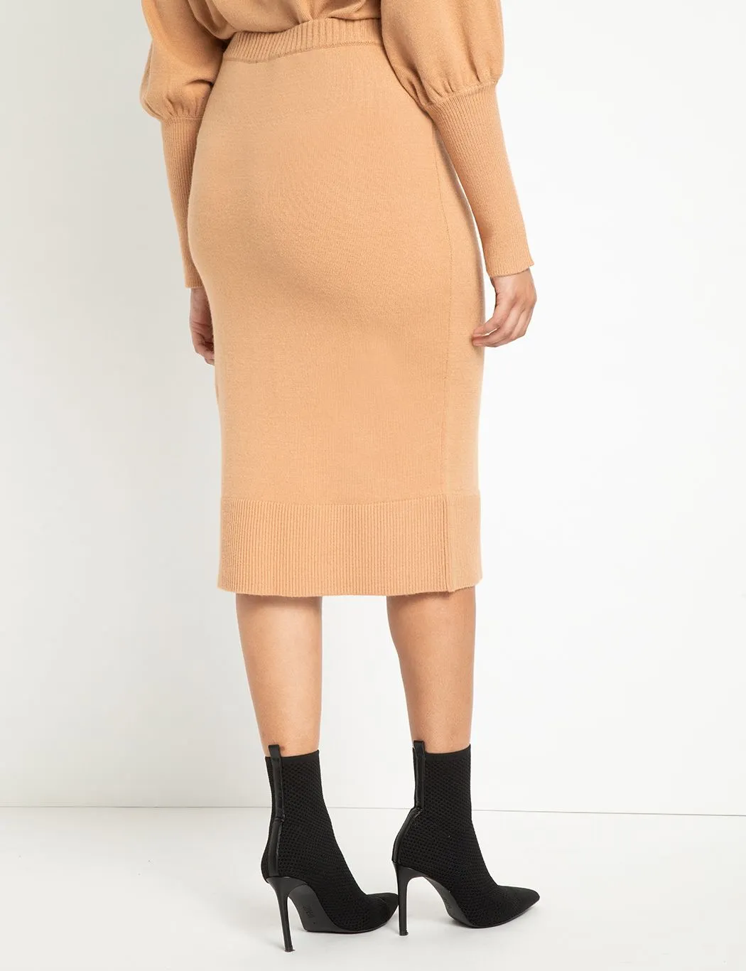 Sweater Pencil Skirt in Tan