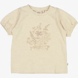 T-Shirt Flower Embroidery - buttermilk melange