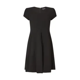 Tailored Cap Sleeve Wool Crepe Black Dress