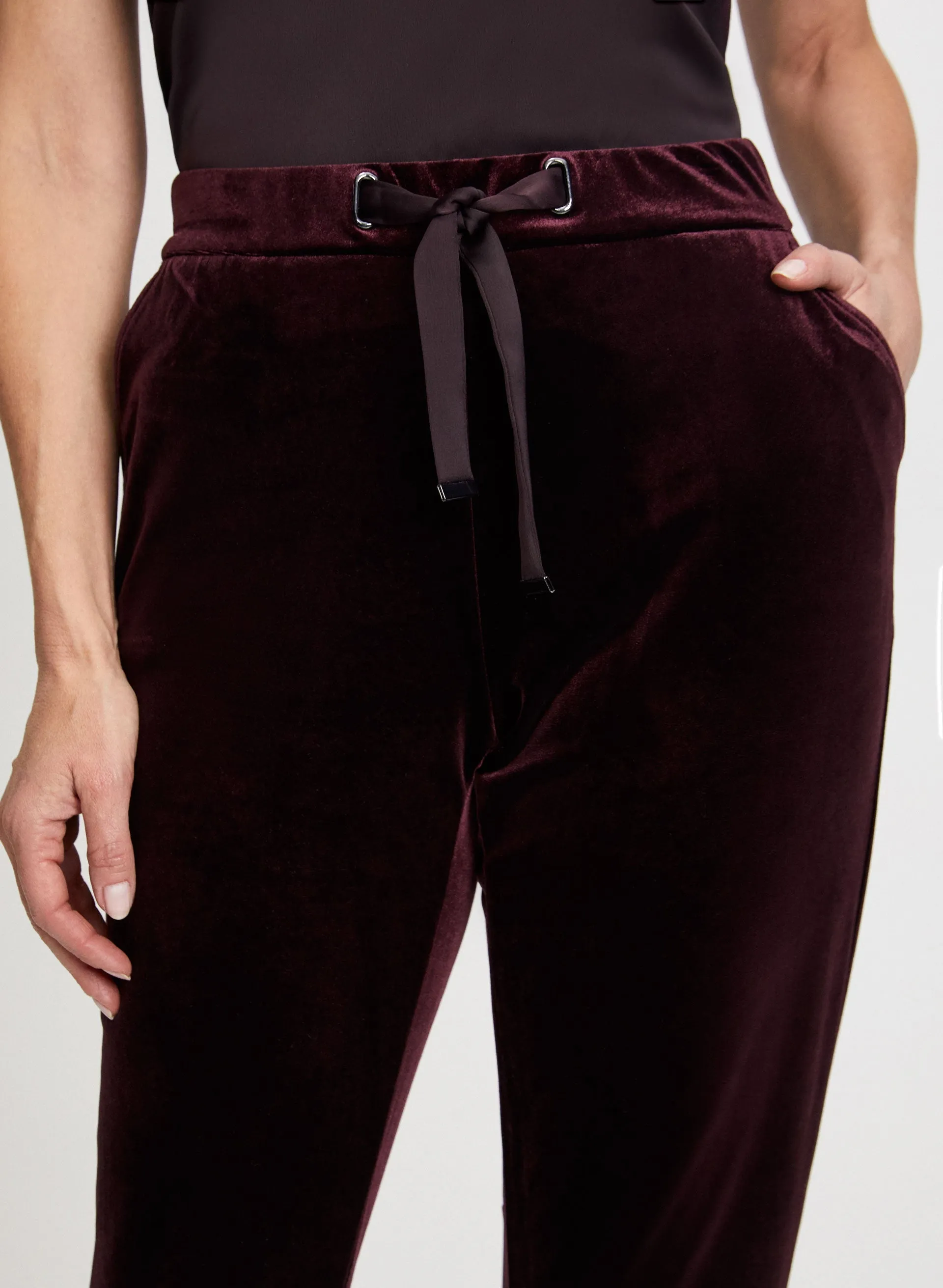 Velour Straight Leg Pull-On Pants