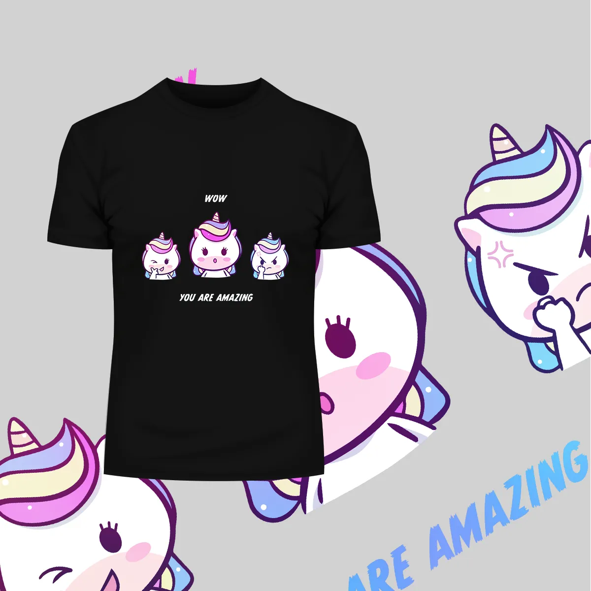 You are Amazing Unicorn Emoji Face Reaction WOW